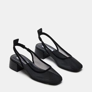 Steve Madden Smitten Mesh Black Slingback Ballet Flat Low Heel